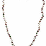 Statement White Pink Beaded 27" Cloisonne Flower Necklace
