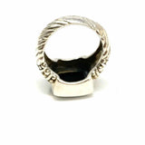 Estate size 6 .925 Sterling Silver Square Cord Black Onyx Ring