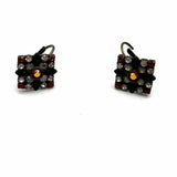 SORRELLI Black White Red Square Crystal Earrings