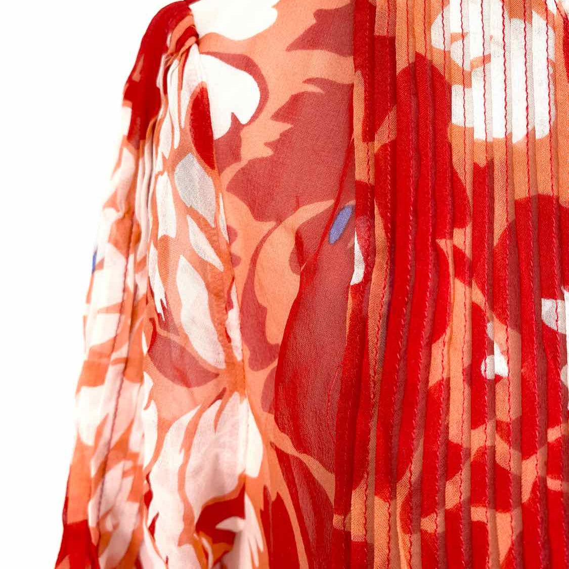 Diane Von Furstenberg Layla Women's Red White Size 0 3/4 Sleeve Floral Dress