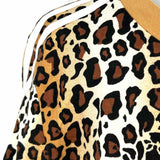 Adidas Women's Black Beige Size M Crop Leopard Print T-shirt