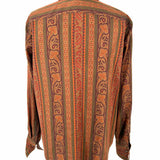 Lauren by RL Women's Brown Size PL Button Down Cotton Paisley Long Sleeve
