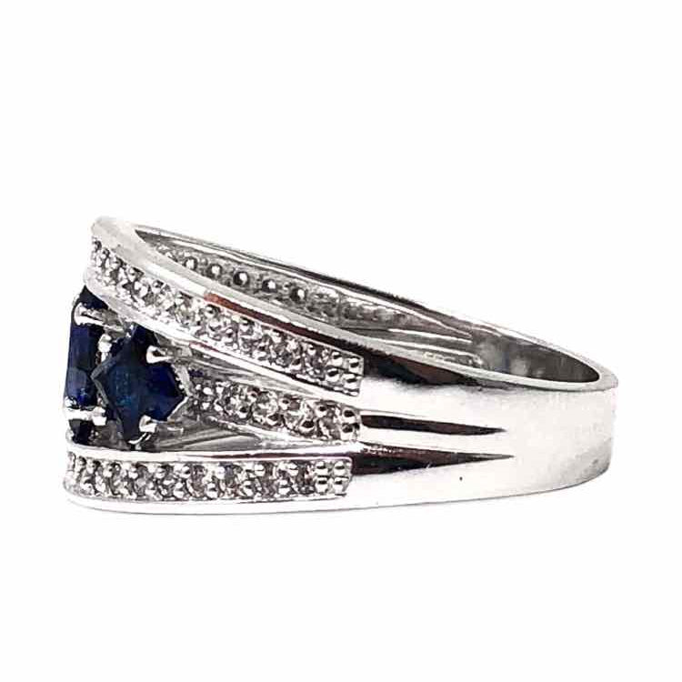 SW 6 .925 Blue Faceted Cubic Zirconia Ring