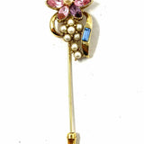 Gold Tone Flower Faux Pearl Pin