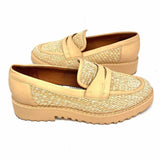 Franco Sarto Cassandra Women's Beige Size 6 Platform woven Loafers