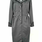 VICTOR COSTA Women's Silver Size 10 Button Down Ribbed Dress