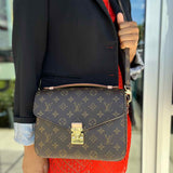 LOUIS VUITTON Pochette Metis Coated Canvas Brown Top Handle Monogram Crossbody