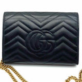 Gucci Black Quilted Marmont Leather Wallet on Chain Crossbody