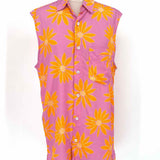 JACQUEMUS La Chemise Frescu "La Splash" Pink Orange Size 46/XL Floral Sleeveless