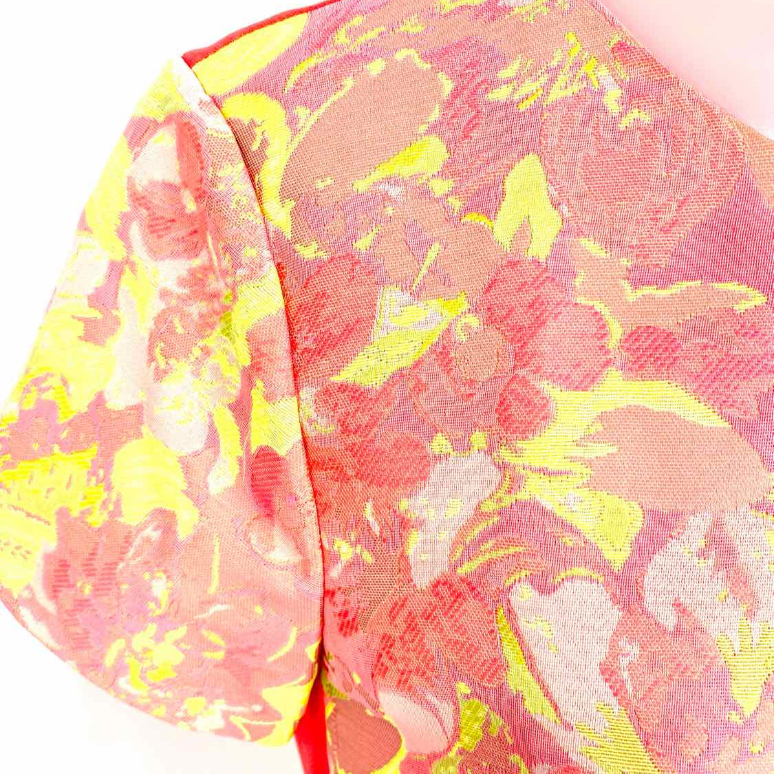 Ted Baker Women's Pink / Green Cap Sleeve Floral Size 8 Short Sleeve Top