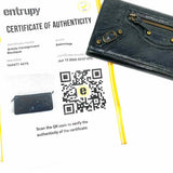 BALENCIAGA Classic City Money DARK GRAY Accordion Studded Leather Wallet