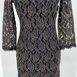 Diane Von Furstenberg Women's Black / Gold Size 4 Midi Lace Floral Dress