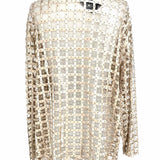 Soulwater Women's Champagne Size XL Silk Beaded Crochet Cardigan