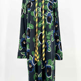 Tory Burch Portia Women's Green Navy Size L Long Sleeve Floral Dress