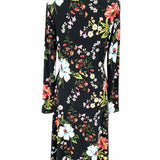 Yumi Kim Stargaze Women's Black Multi-Color Size L Long Sleeve Silk Dress