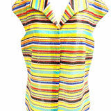 CARLISLE Women's Multi-Color Size 12 Cap Sleeve Silk Sequined Short Sleeve Top
