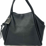 oliveve Taya Black Zip Top Pebbled Leather Tote