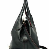 Frances Valentine Mini Sweet Pea Black Tote Pebbled Leather Satchel