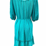 Ella Moss Women's Teal Size S Puff Sleeve Midi Dress