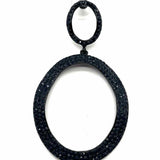 Statement Black Blue Dangle Oval Crystal Earrings