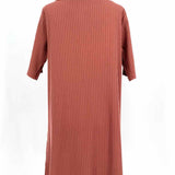 Eileen Fisher Women's Terra Cota Size S Side Slit Ribbed Long Short Sleeve Top
