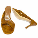 Christopher Esber Women's Light Brown Size 41/9.5 Kitten Heel Suede Sandals