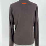 Ellesse Women's Brown Size L Mock Neck Silk Blend Stripe Sweater