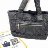 Chanel 2014 Coco Cacoon Nylon Black Quilted Made in Italy Tote