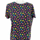 alice+olivia Stace Face Women's Black Size M Crew Neck Cotton Short Sleeve Top