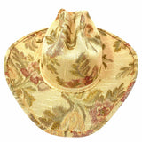 Zandria Handmade Upholstered Beige Cowboy Floral Hat