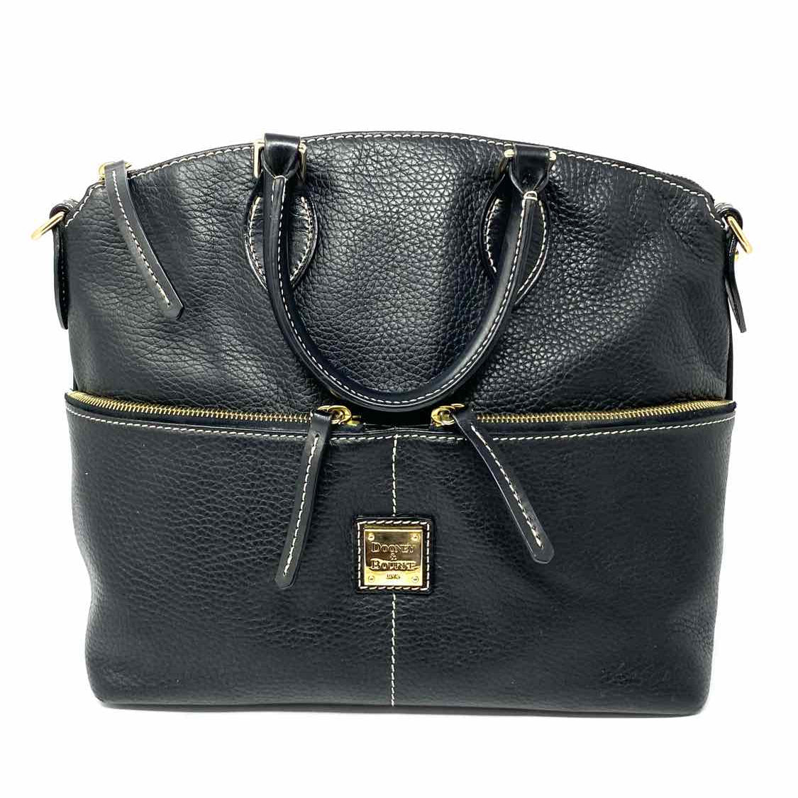 Dooney & Bourke Black Top Handle Pebbled Leather Satchel