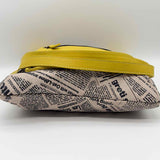 MAURIZIO TAUITI Gray Yellow Square Newspaper Leather Crossbody