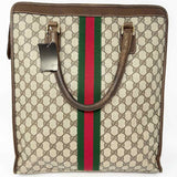 Gucci Ophidia Coated Canvas Beige Zip Top GG Web Accent Tote
