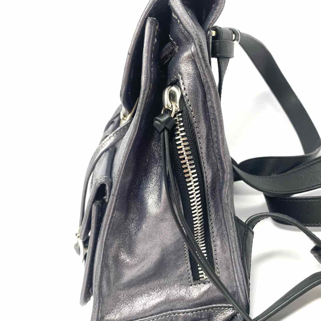 rag & bone Field Small Silver Flap Metalic Leather BackPack