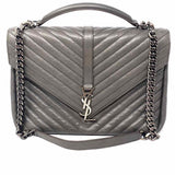 Saint Laurent 2016 College Large Gray Envelope Matelasse Shoulder Bag