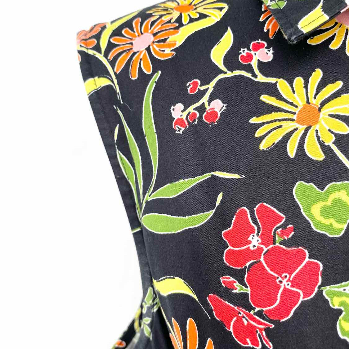 Kate Spade Rooftop Garden Marina Black Multi-Color Sz M Sleeveless Floral Dress