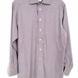 ETON Men's White Purple Size M Button Down Gingham Long Sleeve Shirt