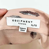 Equipment Femme Women's Peach Size XL Button Down Silk Blend Long Sleeve