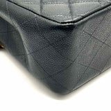 Chanel 2002/03 Classic Jumbo Black Flap Turnlock Caviar Leather Shoulder Bag