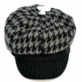 Aldo Black Gray Newsboy Houndstooth Hat