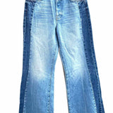Mother The Tux Sidestepper Women's Blue Size 28/6 Wide Leg Color Block Jeans