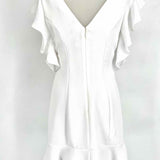 BCBGeneration Women's White Size 6 mini Ruffled Dress