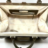 Perrin Paris Gray Hinged Pebbled Leather Satchel