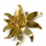A&Z 12K Gold-Filled Yellow Gold Flower Textured Faux Pearl Brooch