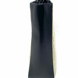 Prada Canvas Black Beige Open Top Leather Tote