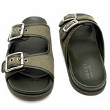 Gucci Rhein Men's Green Shoe Size 9.5 Slide Canvas GG Sandals