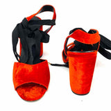 Topshop Women's Red Size 40/9.5 Block Heel Velvet Sandals
