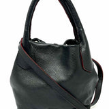 Frances Valentine Mini Sweet Pea Black Tote Pebbled Leather Satchel