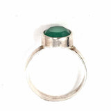 Estate size 7 925 Sterling Silver Round Green Onyx Ring