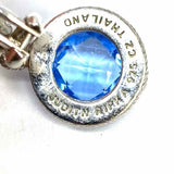 Judith Ripka 925 Sterling Silver Blue Dangle Cable Cubic Zirconia Earrings